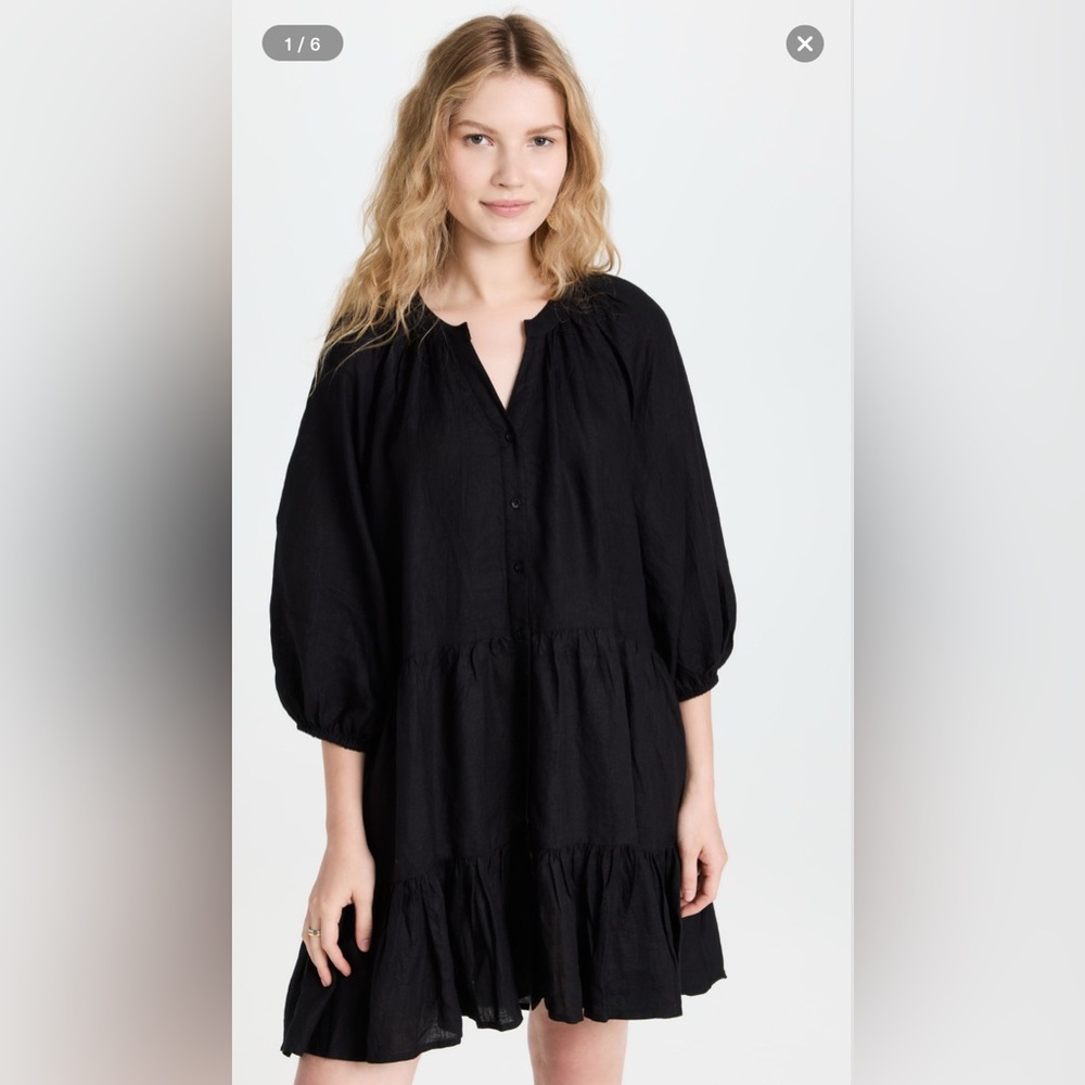 Apiece Apart Black Tiered Babydoll Dress